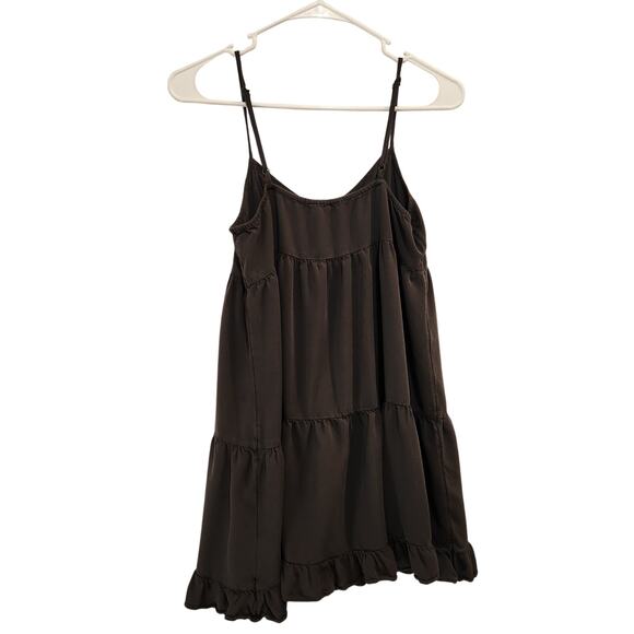 American Eagle Outfitters Ruffle Babydoll Flounce Slip Mini Dress Black Small - Picture 2 of 9
